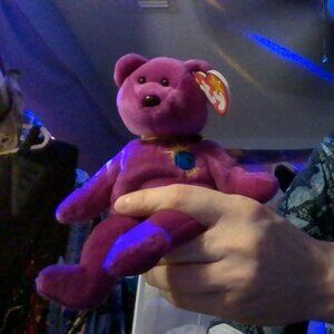 Vintage "Millennium Bear" Purple Beanie Baby 1998/2000 Limited Edition NWT